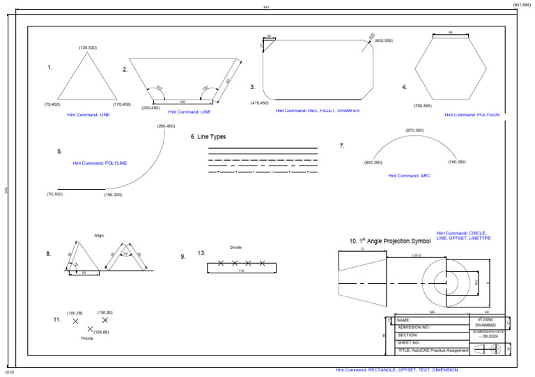 AutoCAD Practice Assignment Guide | PDF | Polytopes | Euclid