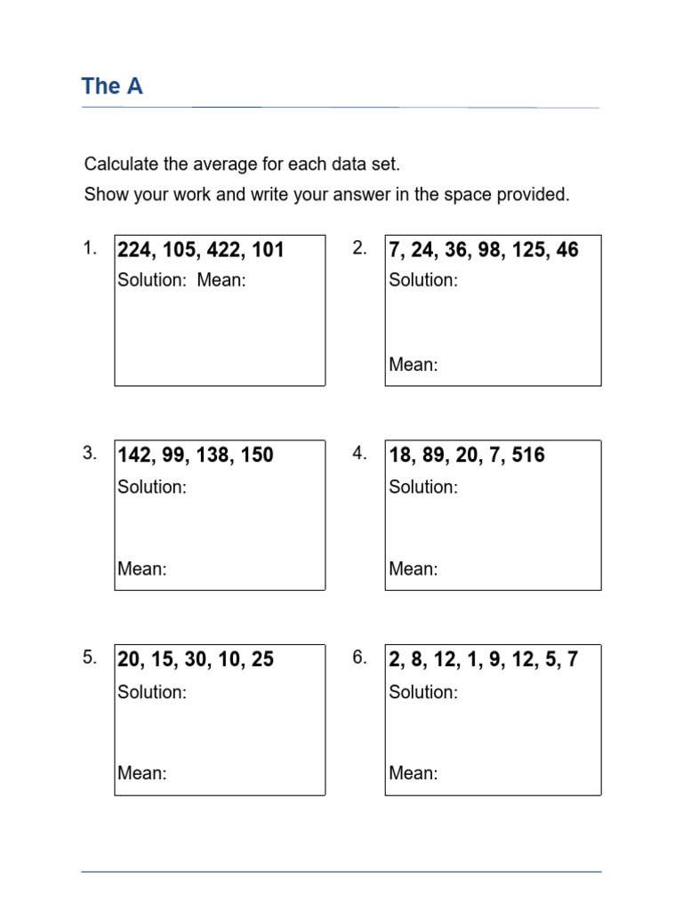 Grade 5 Average Calculation Worksheet | PDF