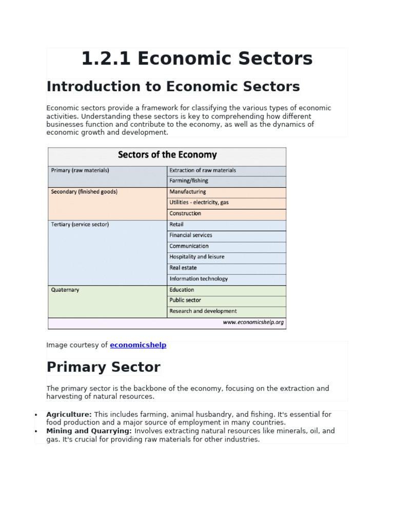 Understanding Economic Sectors Overview | PDF | Sustainability | Labour ...