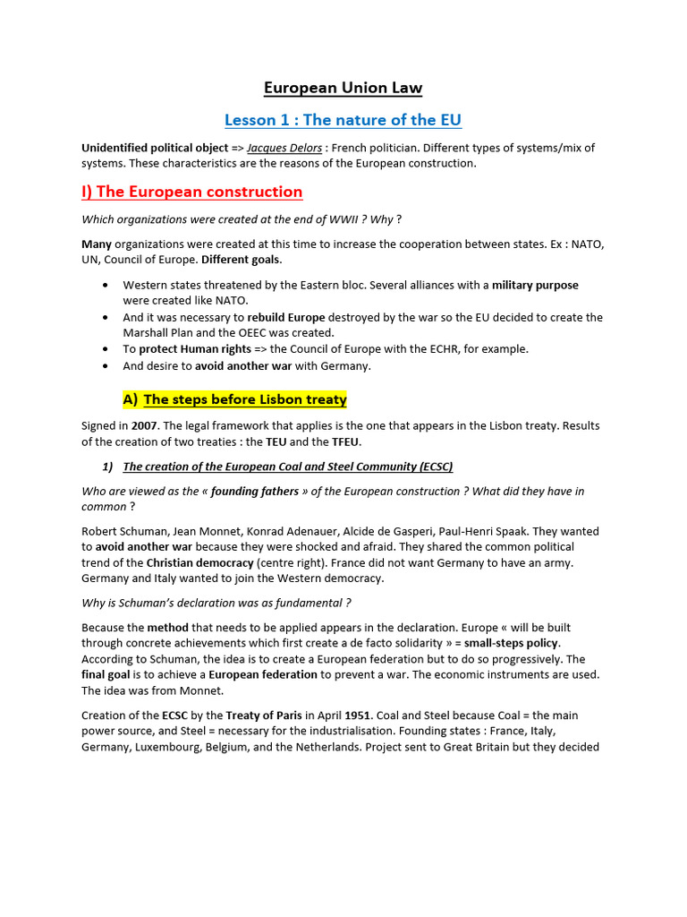 EU Law: Foundations and Evolution | PDF | European Union | European ...
