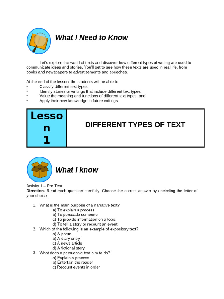 Understanding Different Text Types | PDF | Narrative | Rain