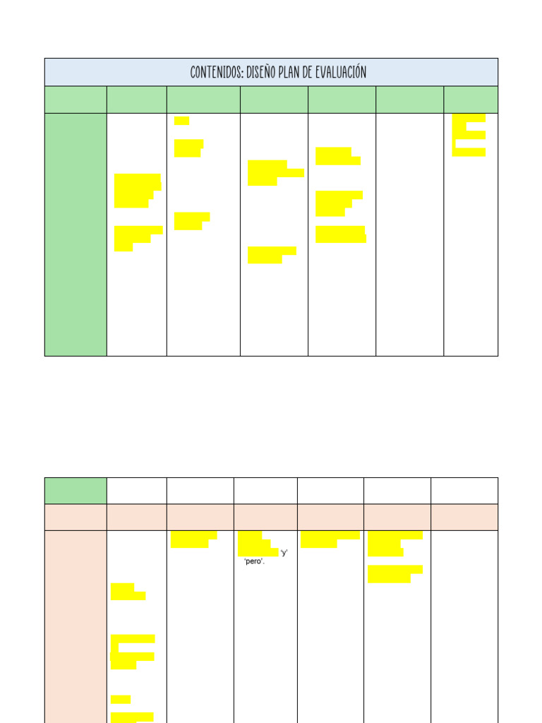 Contenidos Diseño Plan de Evaluación | PDF | Léxico | Comunicación
