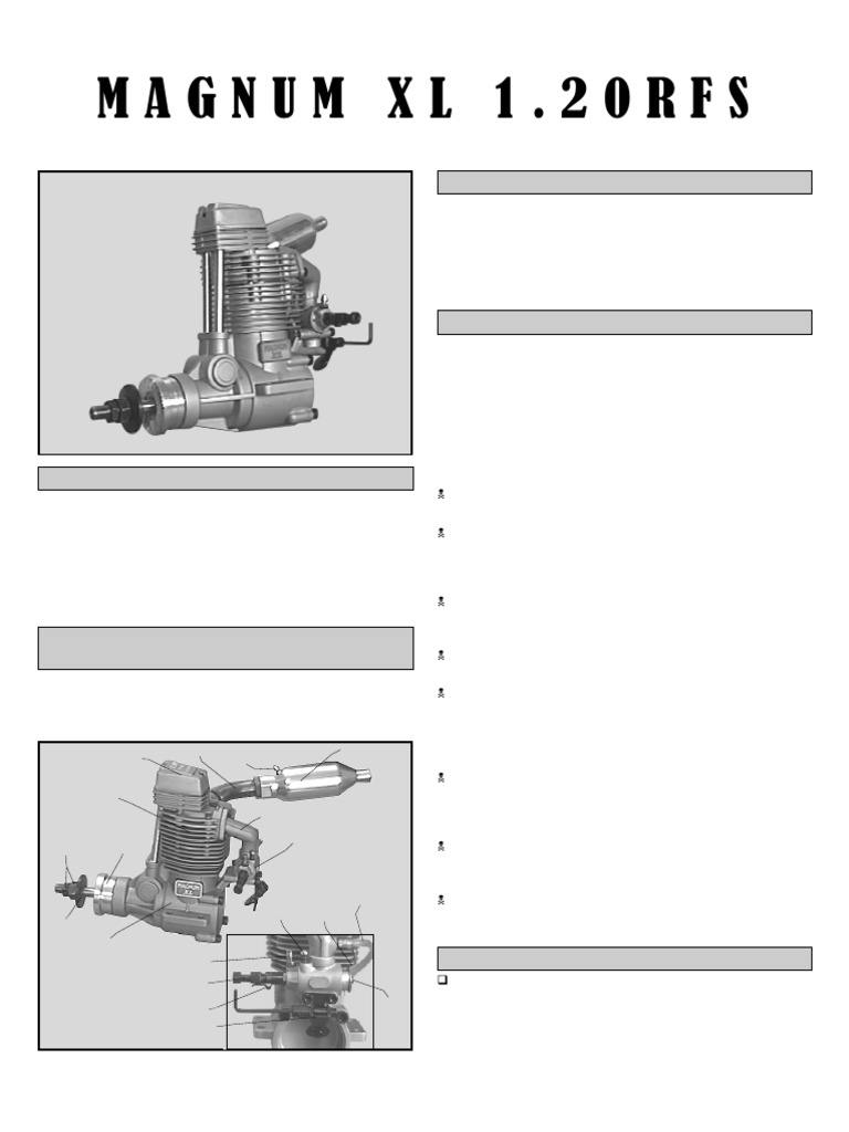 Magnum XL 1.20RFS Engine Overview | PDF | Carburetor | Throttle
