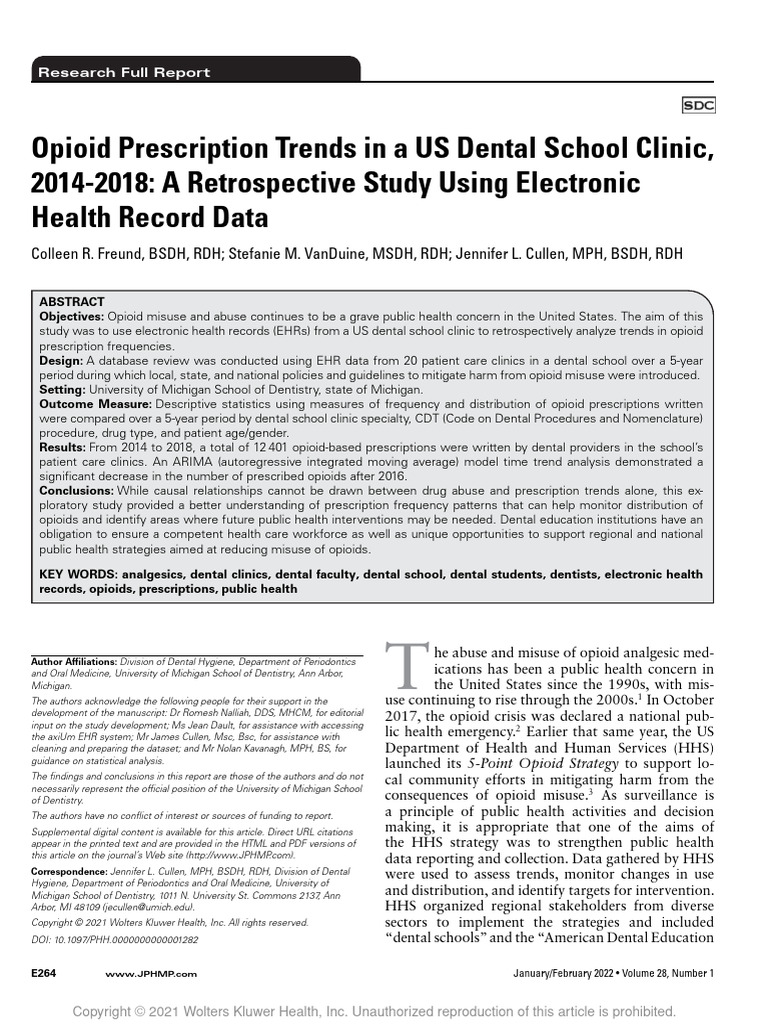 Opioid Prescription Trends in A Us Dental School.52 | PDF | Opioid ...