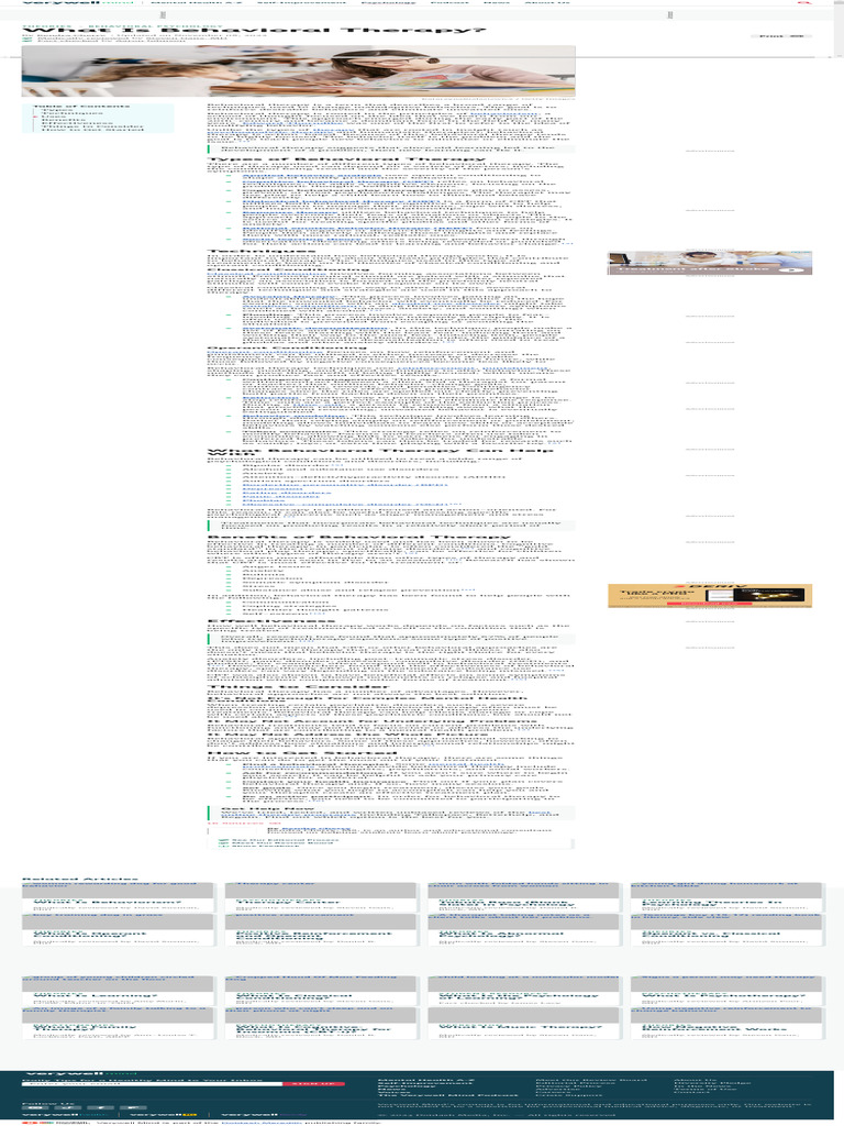 BEHAVIORAL THERAPY DEFINITION TYPES TECHNIQUES EFFICACY intelligence overview