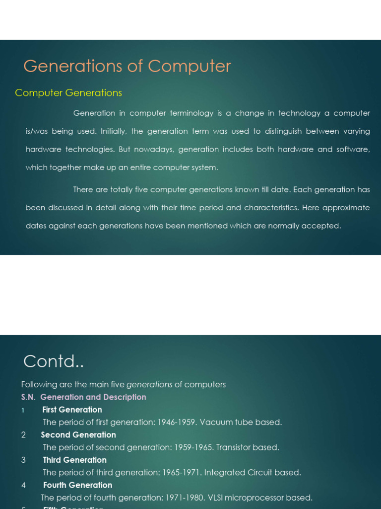 Overview of Computer Generations | PDF | Integrated Circuit | Very ...