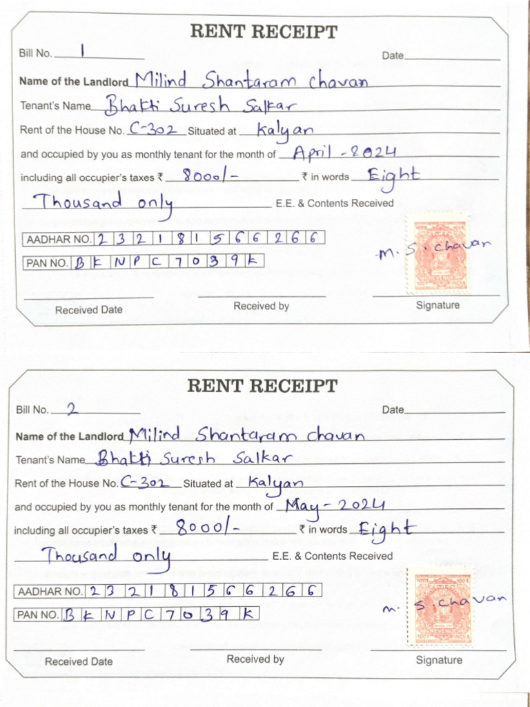 Rent Receipts | PDF