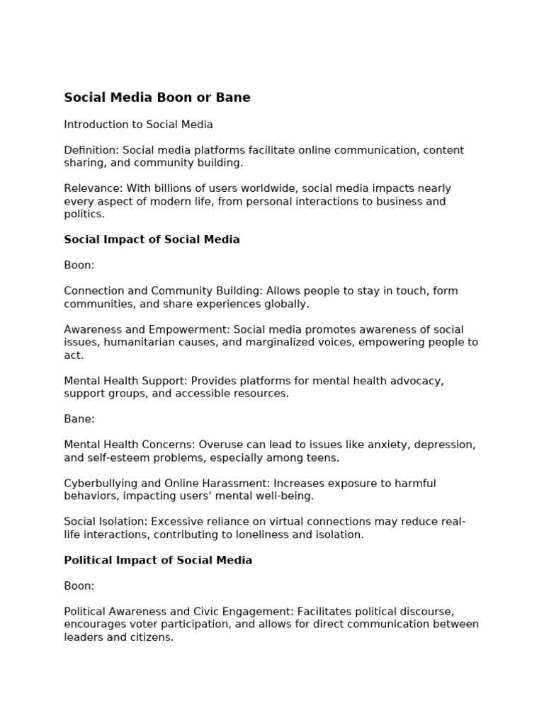 Social Media Boon or Bane | PDF | Social Media | Popular Culture ...