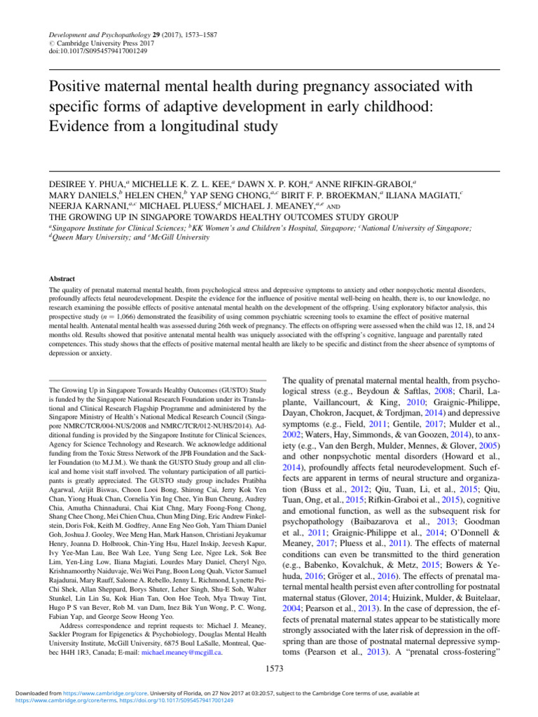 Impact of Positive Maternal Mental Health | PDF | Akaike Information ...