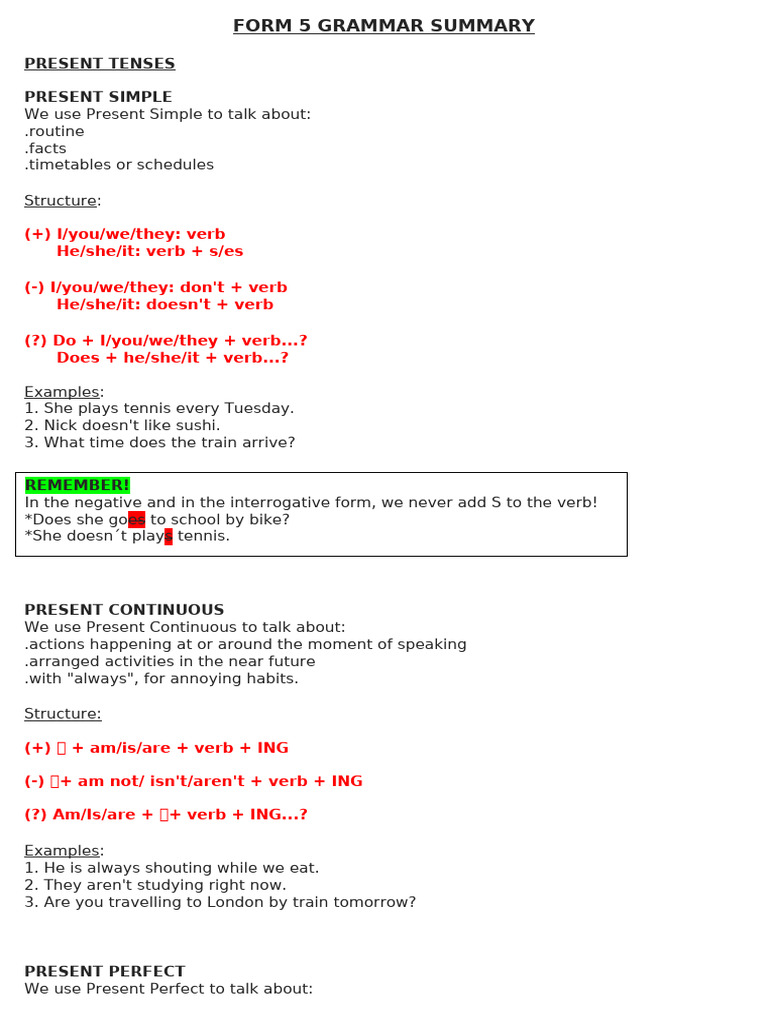 Form 5 Booklet + Practice | PDF | Verb | Linguistic Morphology
