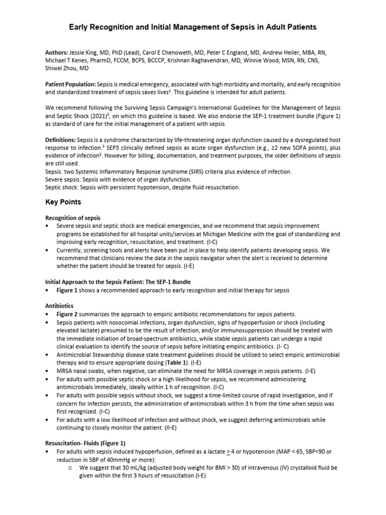 sepsis management | PDF | Sepsis | Methicillin Resistant Staphylococcus ...