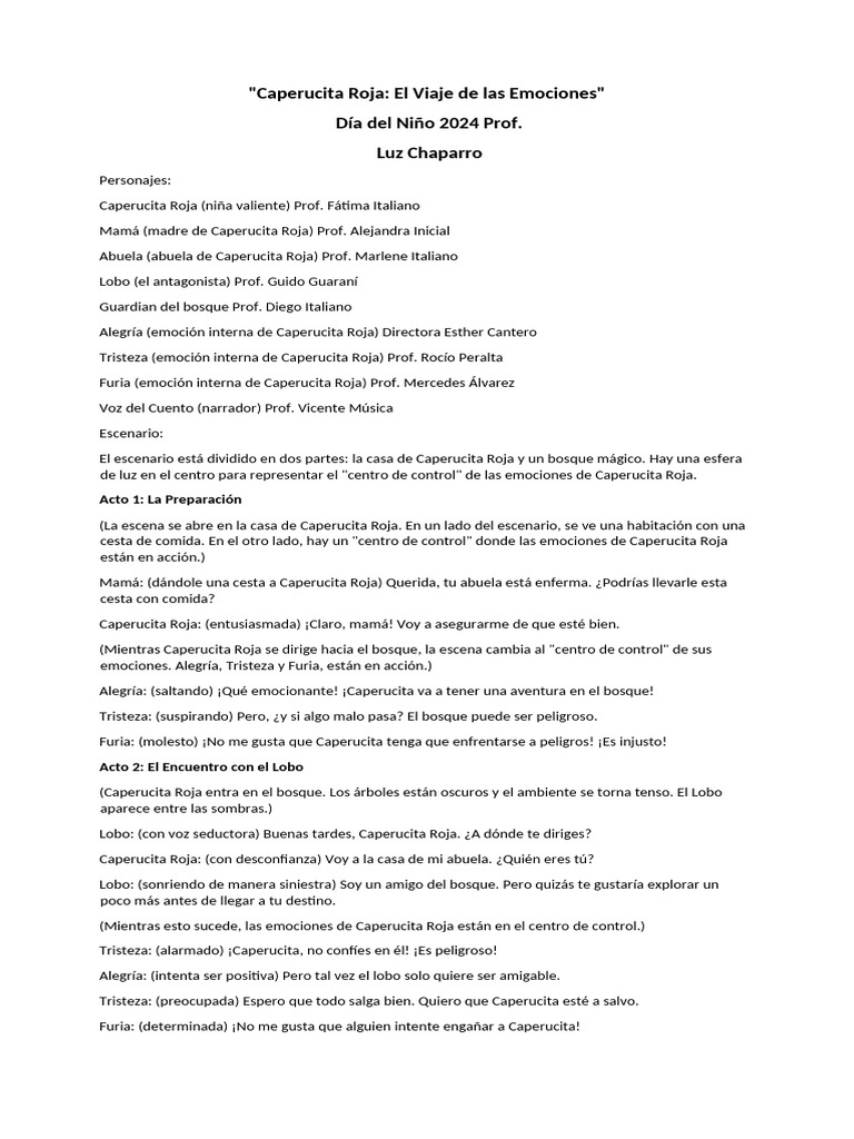Caperucita Roja, el viaje de las emociones | PDF | Caperucita Roja | Valor