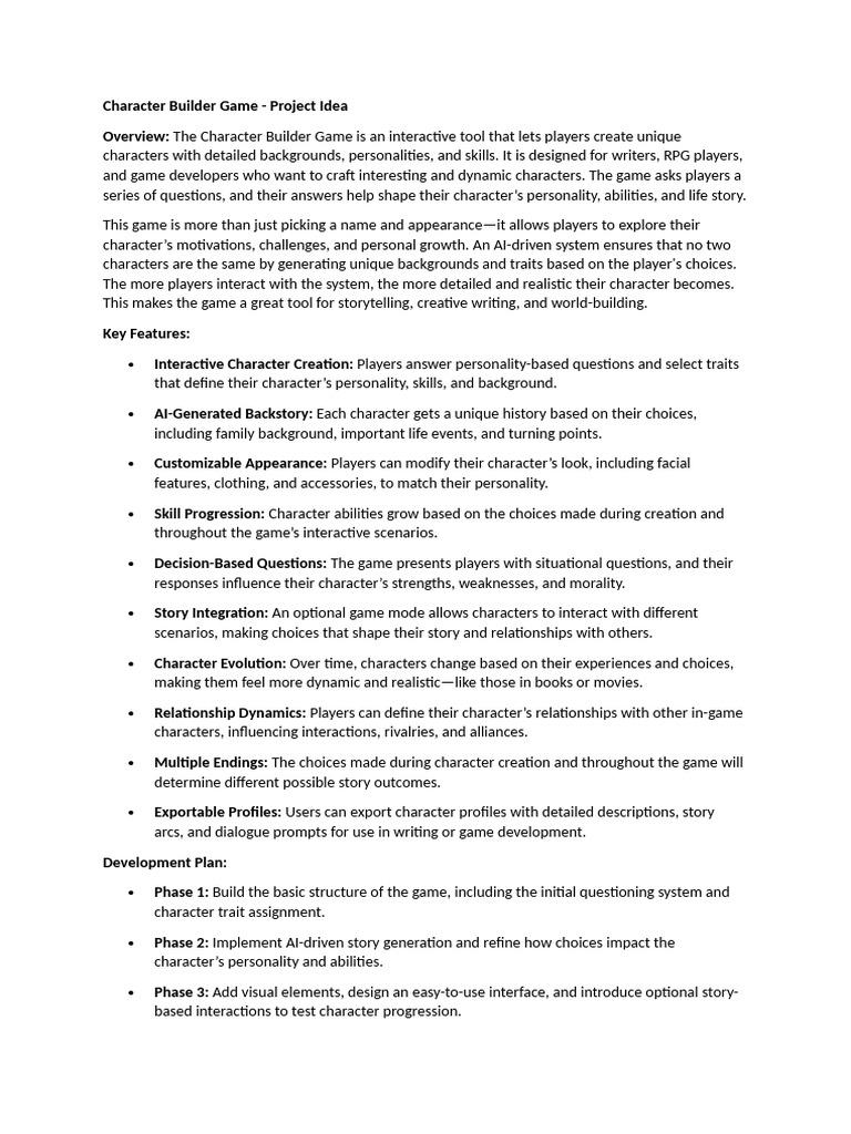 Character Builder Game | PDF | Role Playing Games