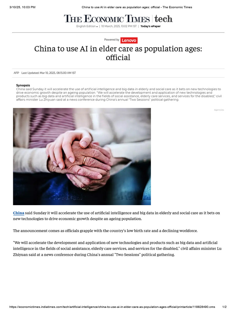 China Accelerates AI in Elder Care | PDF | Artificial Intelligence ...