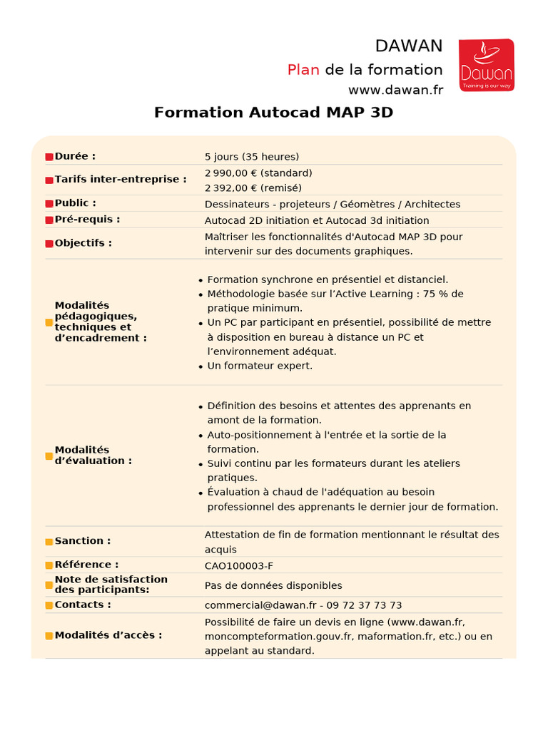 Formation Autocad MAP 3D en 5 jours | PDF | AutoCAD | Coordonnées ...