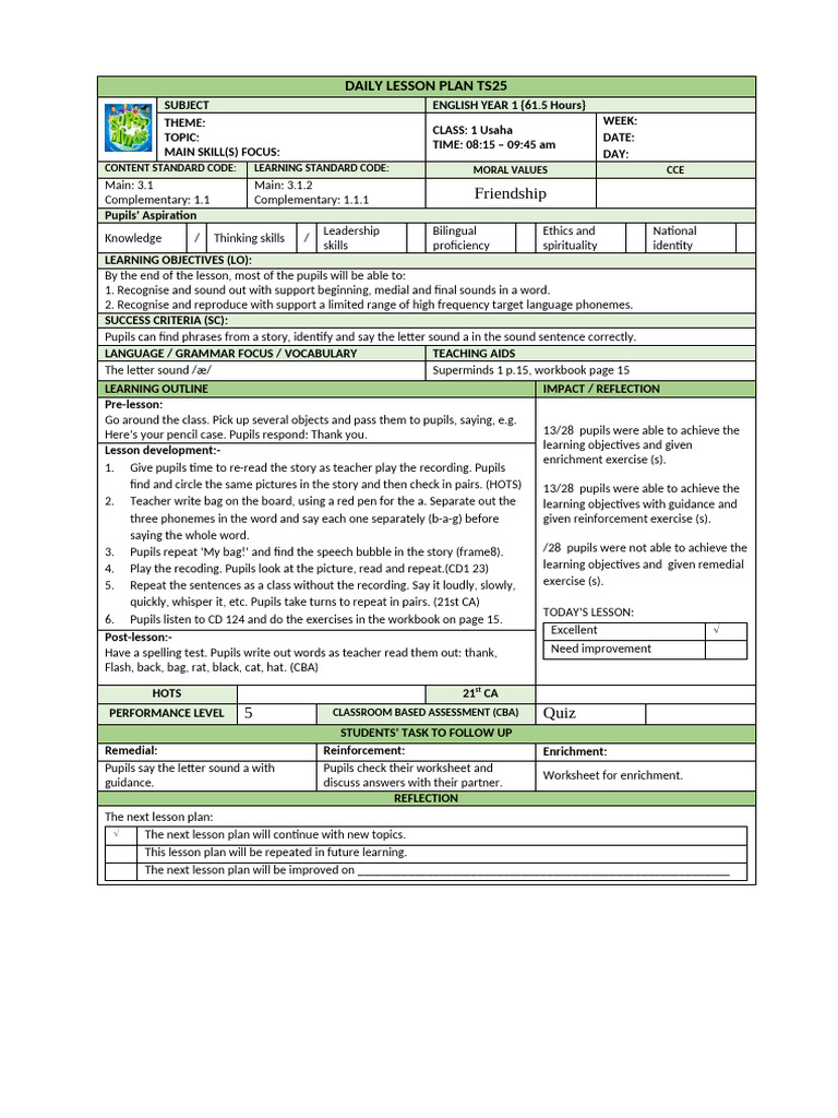 2.week 18 - Monday 22.07.2024 | PDF | Lesson Plan | Learning