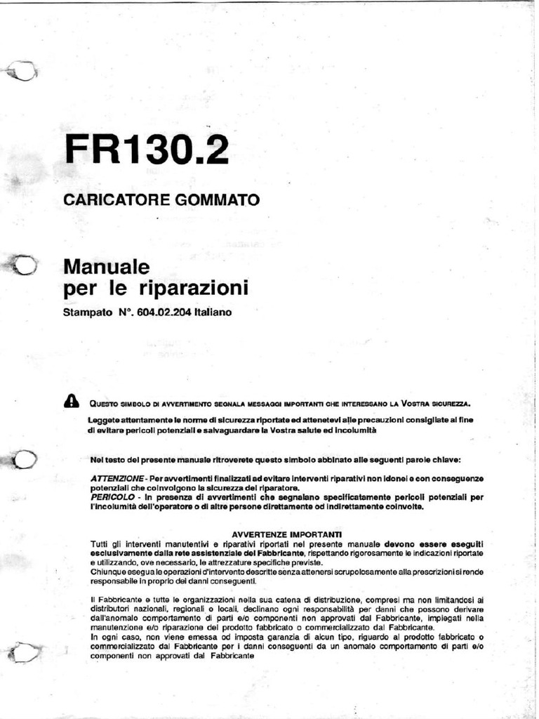 Cargadora Fiat Hitachi FR 1302 PDF | PDF