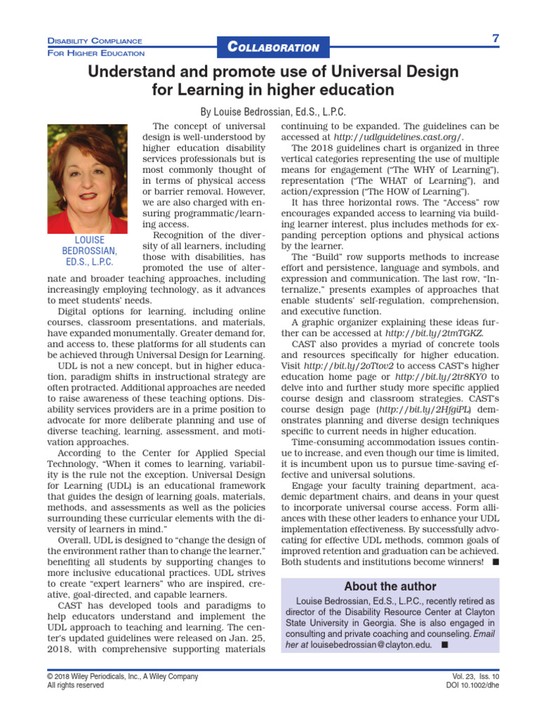 Universal Design for Learning in Higher Ed | PDF | Learning | Disability