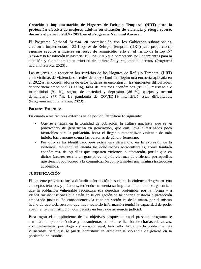 Hogares de Refugio para Mujeres en Riesgo | PDF | Violencia
