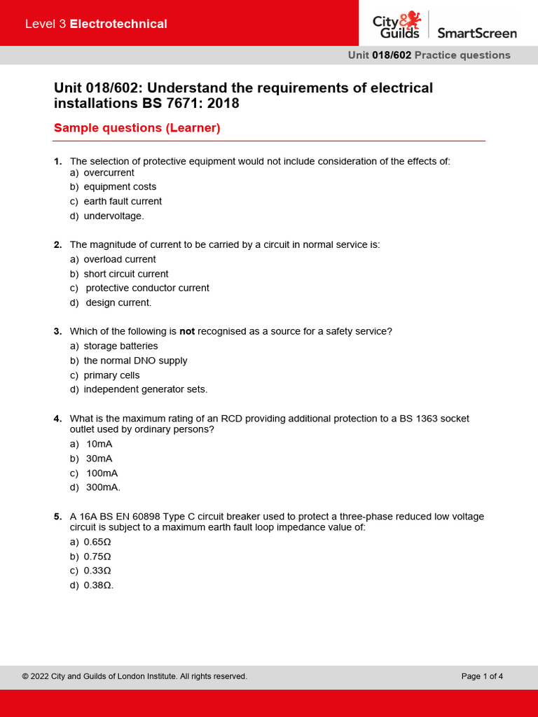 City and Guilds 5357 Practice Questions | PDF | Power Engineering ...