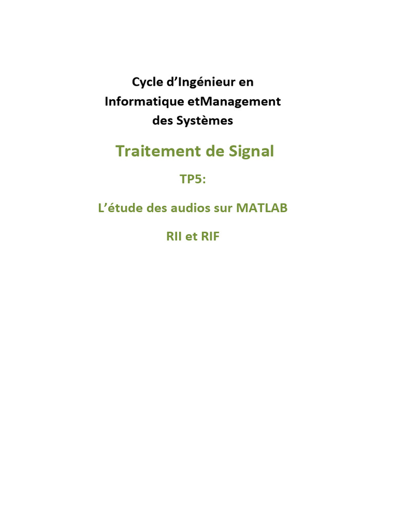 Étude des filtres RIF et RII sur audios | PDF | Filtre (électronique ...