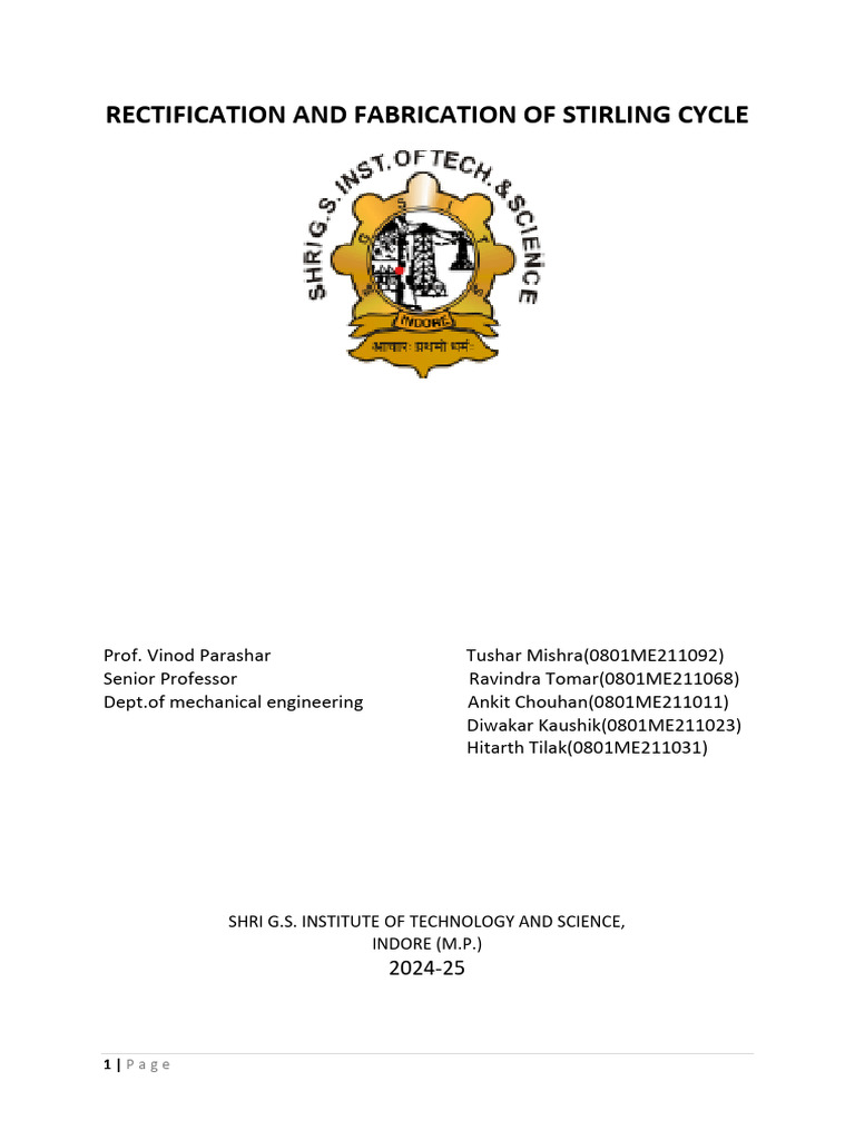 Stirling Cycle Fabrication Challenges Report | PDF | Engines | Leak