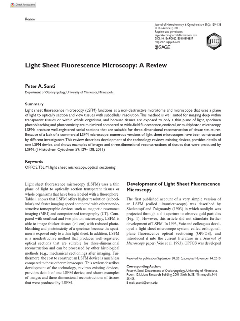 Light Sheet Fluorescence Microscopy Review | PDF | Microscopy ...