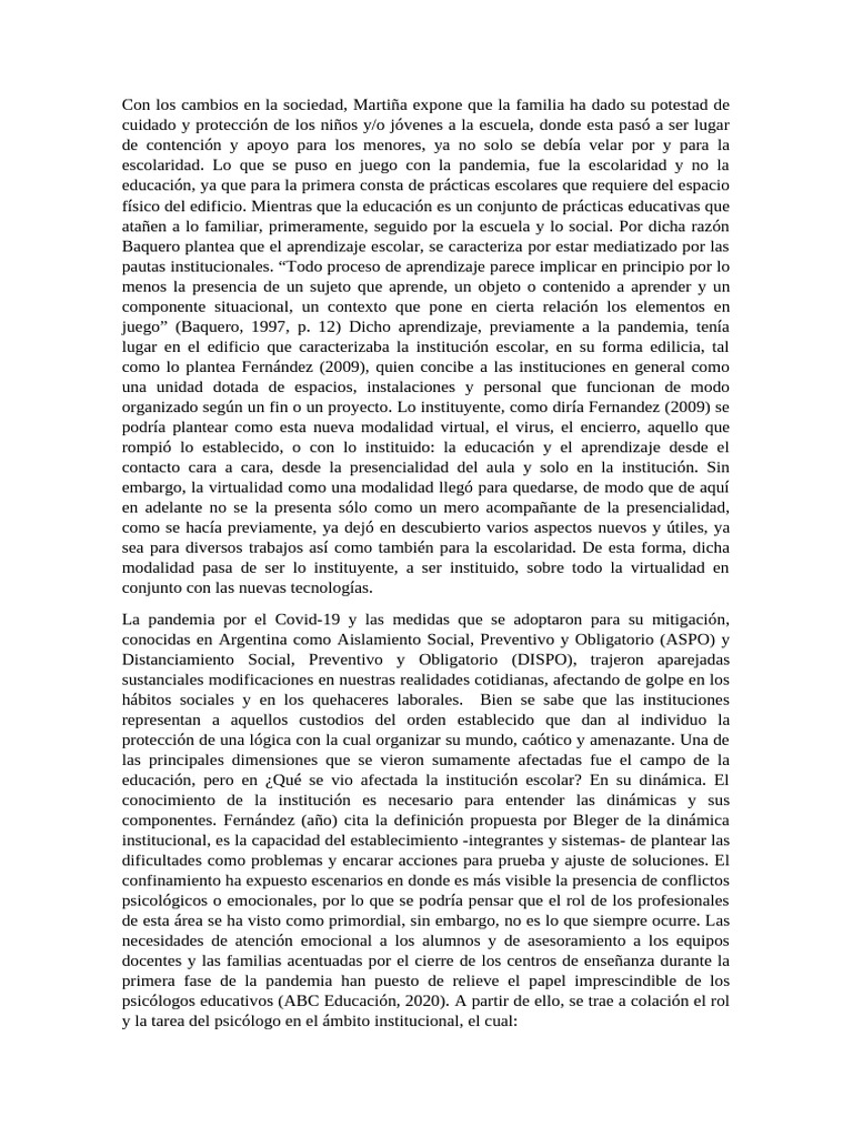 Impacto de la Pandemia en la Educación Escolar | PDF | Aprendizaje ...