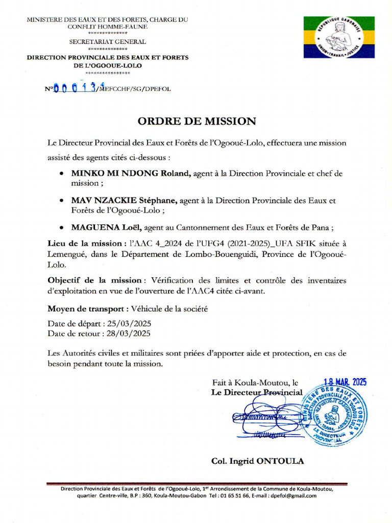 Ordre de Mission Sfik - Aac4 | PDF