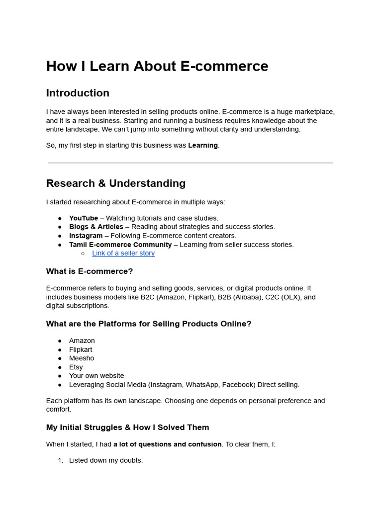 How I Learn About E-Commerce | PDF | Brand | E Commerce