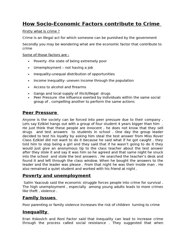 Socio-Economic Factors in Crime | PDF | Crimes | Crime & Violence
