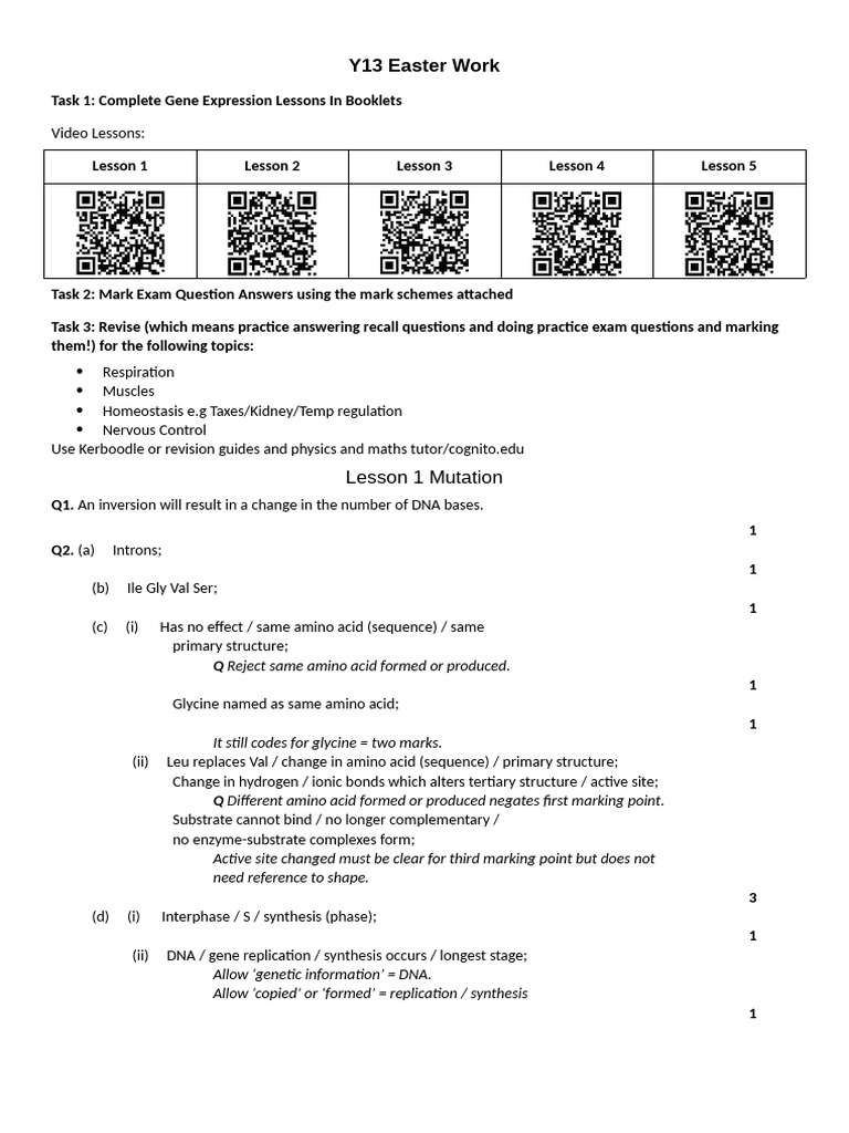 Lesson 1 Mutation MS | PDF | Gene | Tumor Suppressor Gene