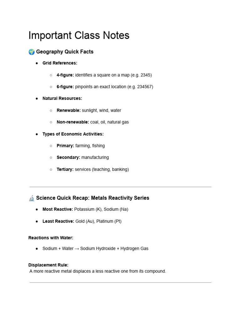Class Notes | PDF