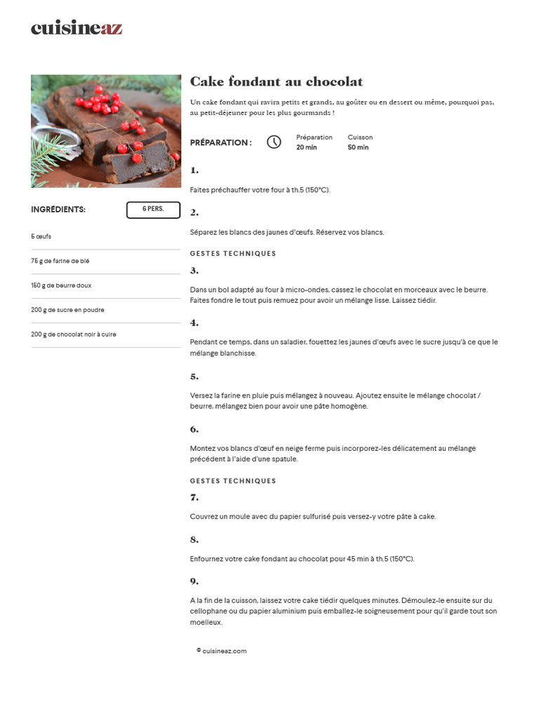 Recettes de gâteaux au chocolat faciles | PDF | Chocolat | Soupe