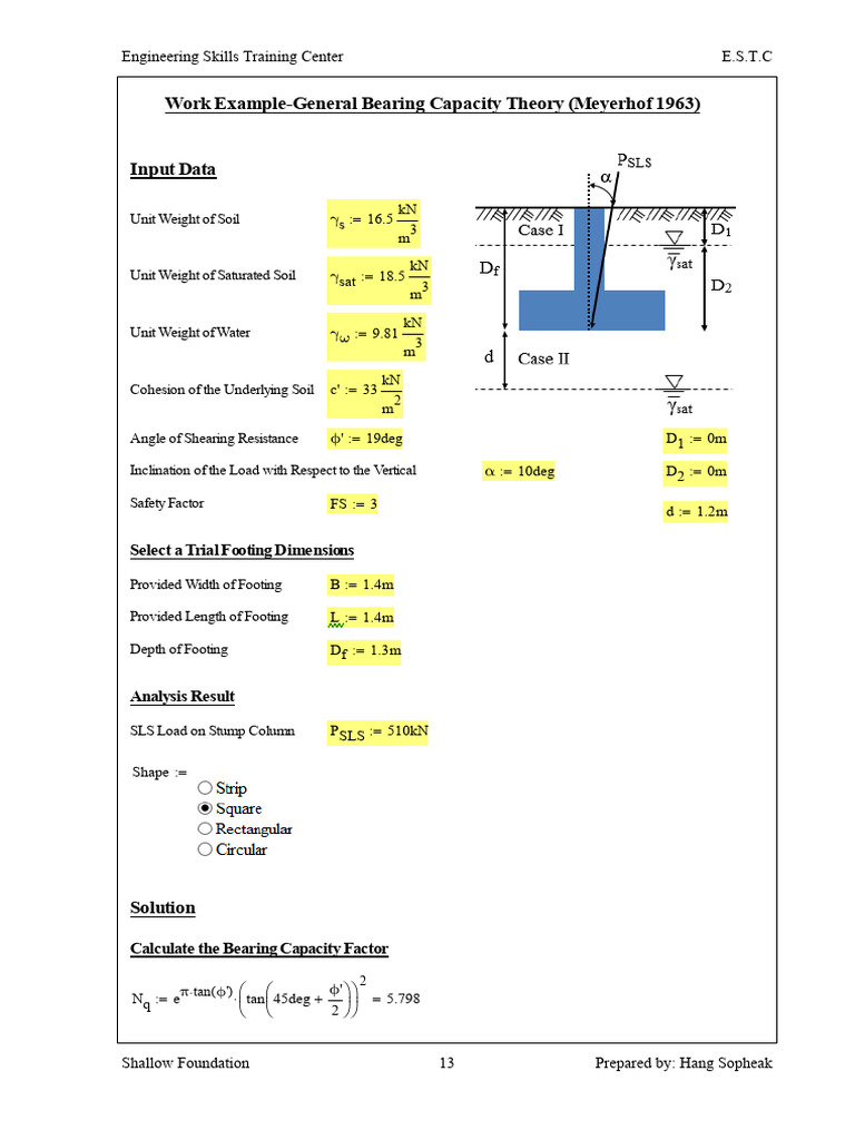 Bearing Capacity Analysis for Footings | PDF | Structural Engineering ...