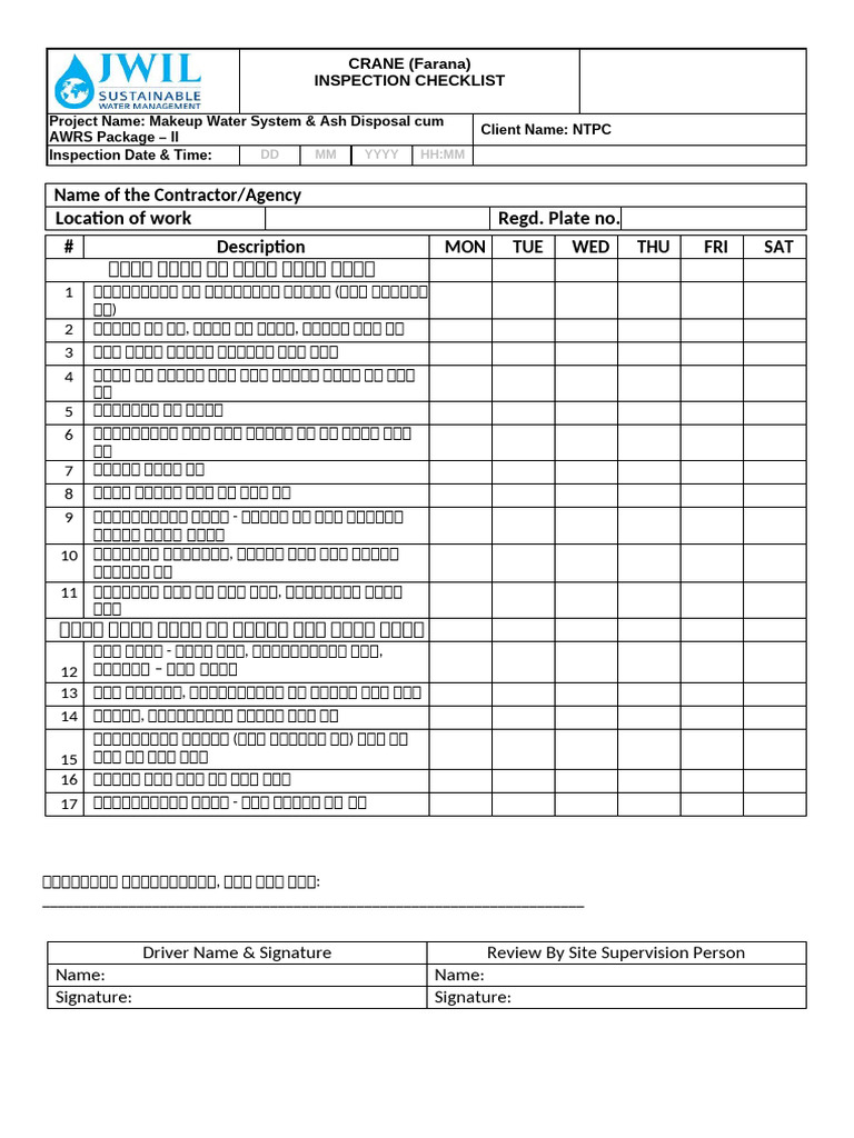 Mobile Crane & Farana Inspection Checklist | PDF