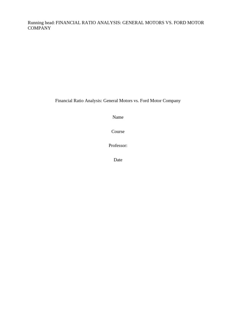 GM vs. Ford Financial Ratio Analysis | PDF | Leverage (Finance) | Revenue