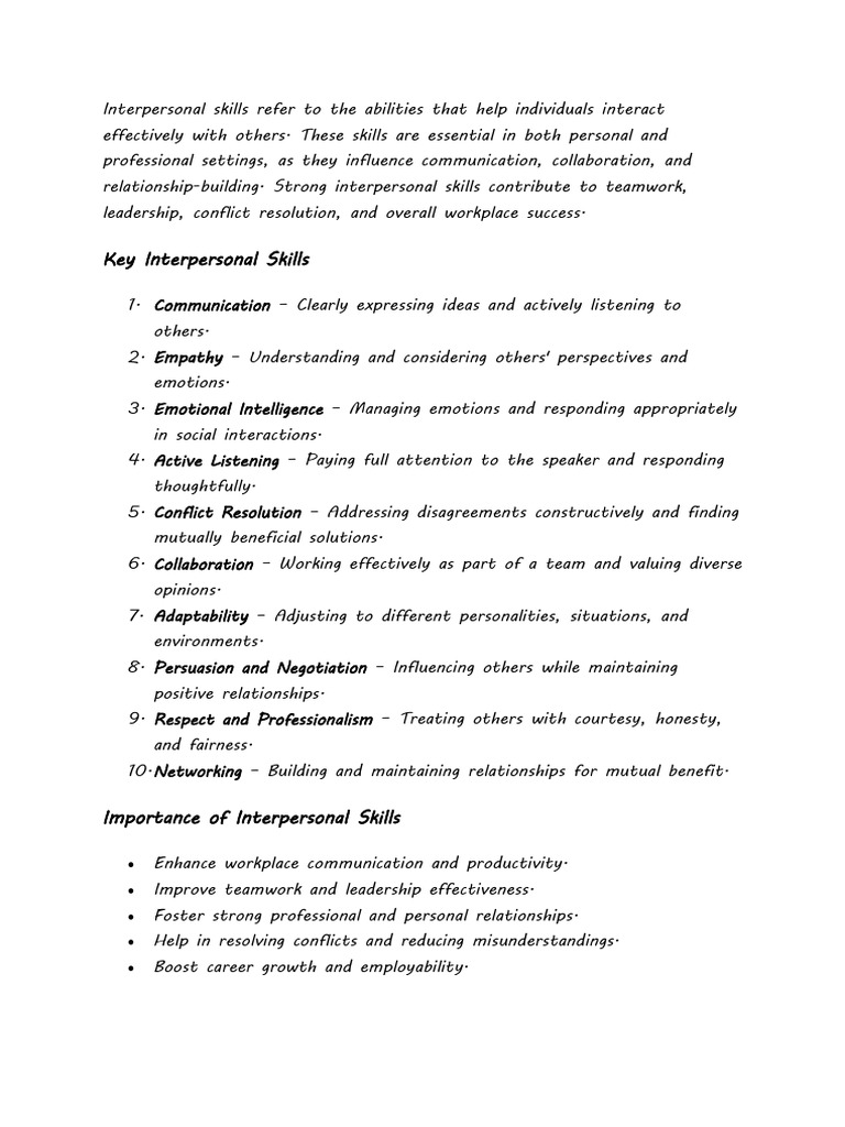 Essential Interpersonal Skills for Success | PDF | Leadership ...