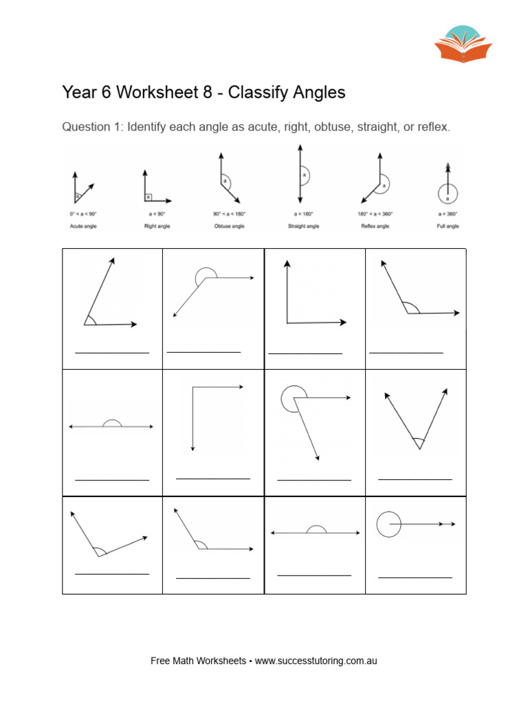 Year 6 Angle Classification Worksheet | PDF | Triangle | Classical Geometry