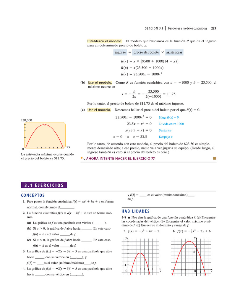 Ejercicios para Practicar Funcion Cuadratica-3 | PDF