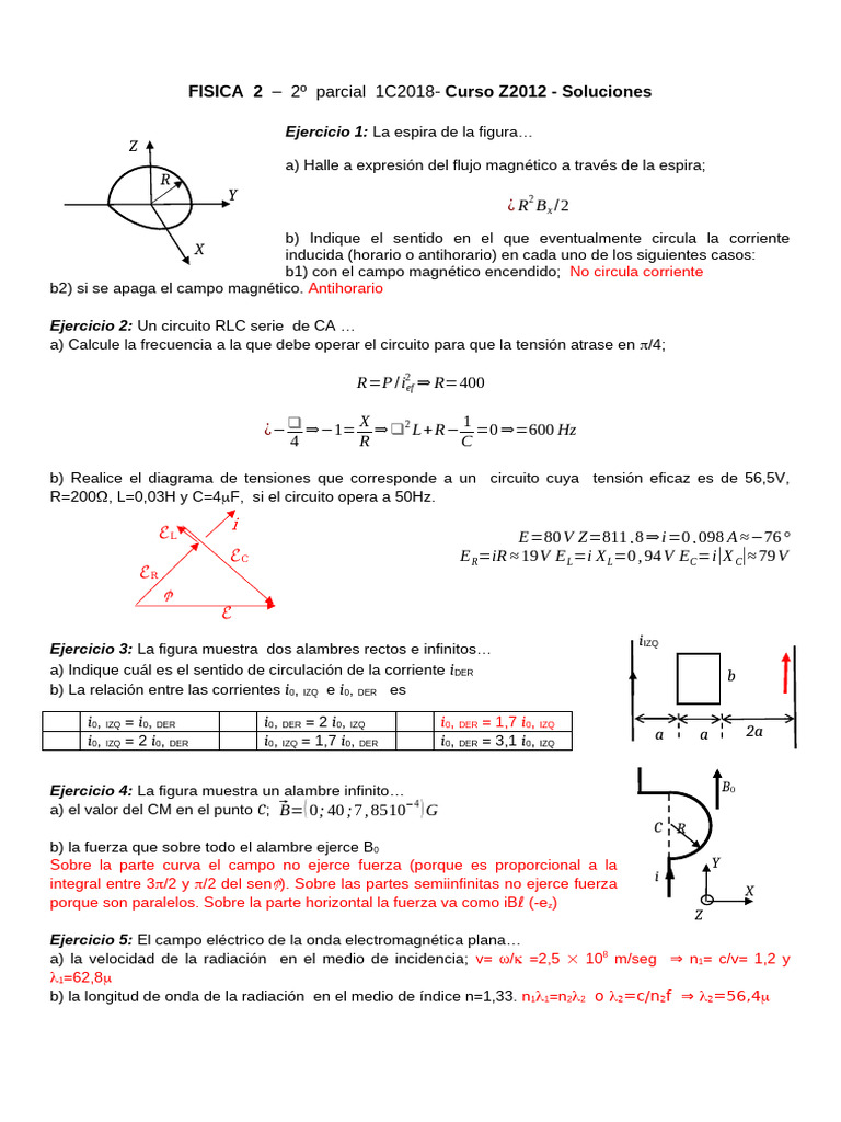 Fis2.2p.lu Ju.1c2018 Resolucion | PDF | Cantidades fisicas ...