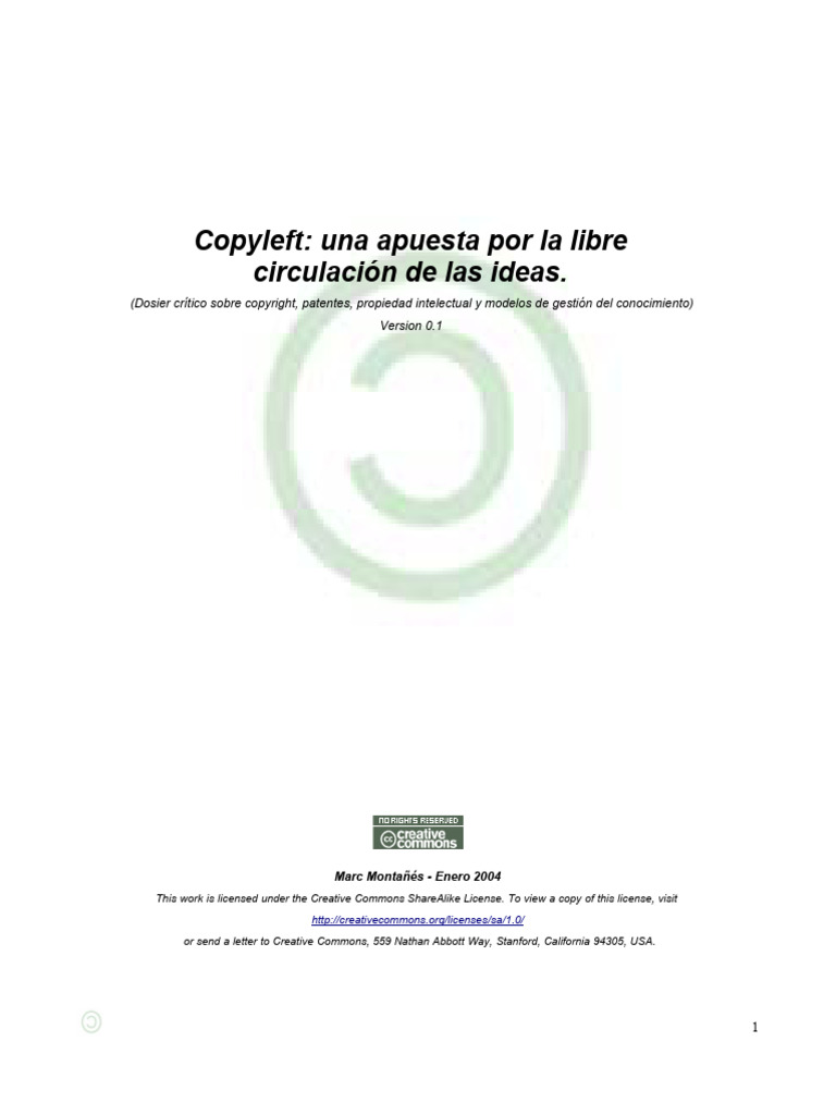 Dossier Copy Left | PDF | Información | Vida