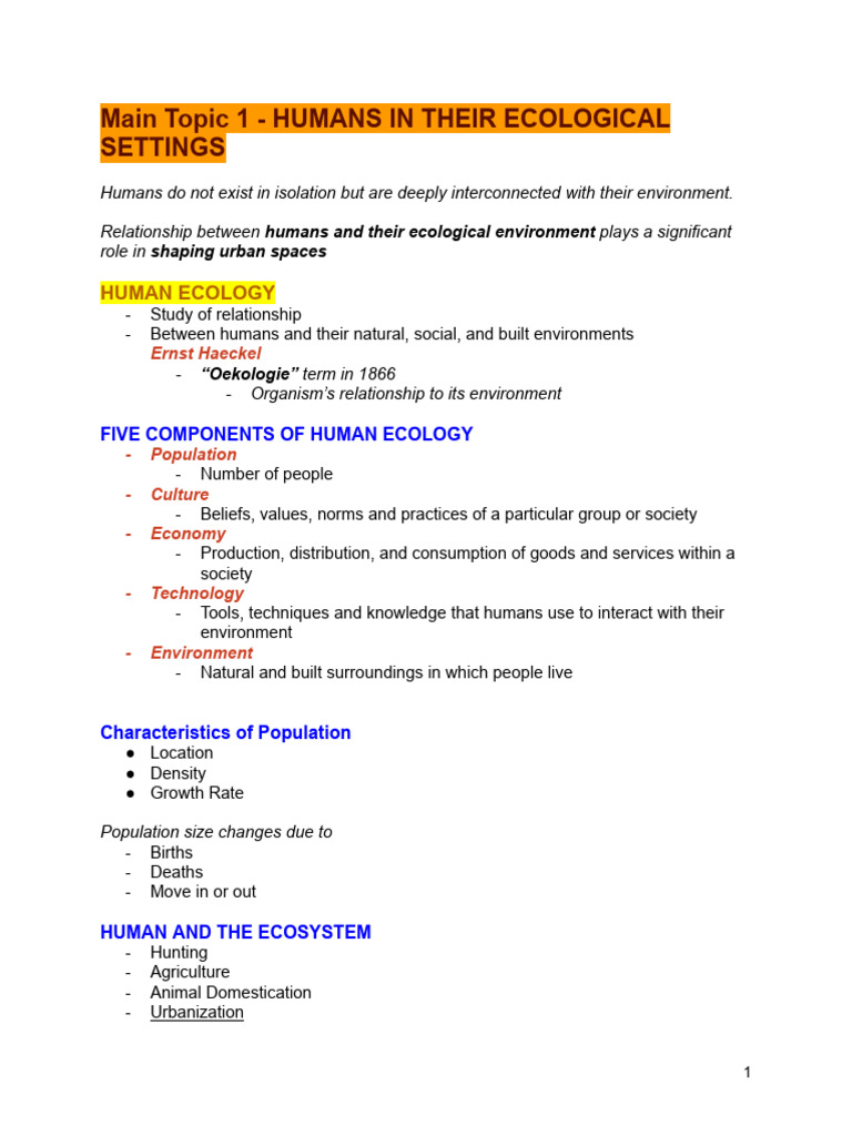 Human Ecology and Settlement Dynamics | PDF | Natural Environment | Ecology