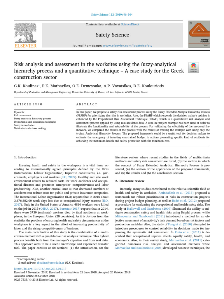 Risk Analysis and Assessment in The Worksites Using The Fuzzy ...