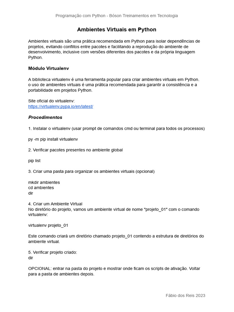 Ativando Ambiente Virtual em Python | PDF | Python (linguagem de ...