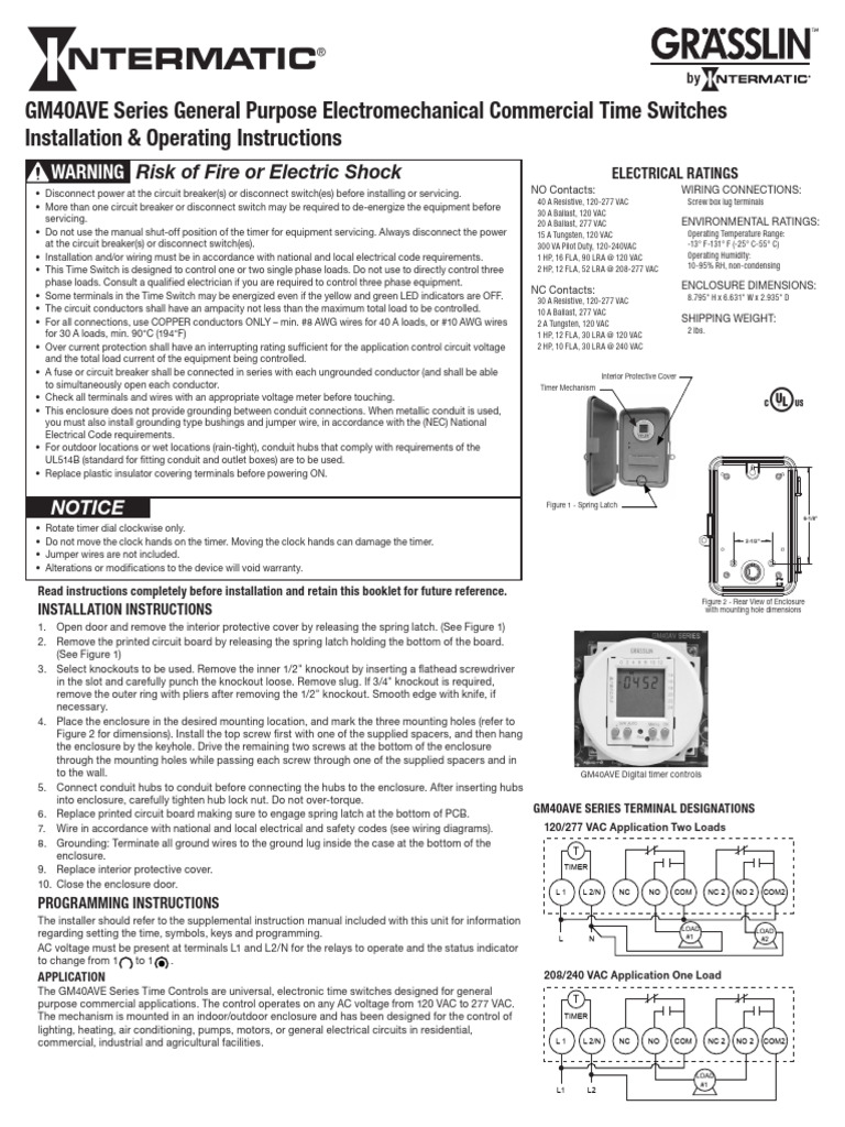 GM40AVE Timer Installation Guide | PDF | Switch | Alternating Current