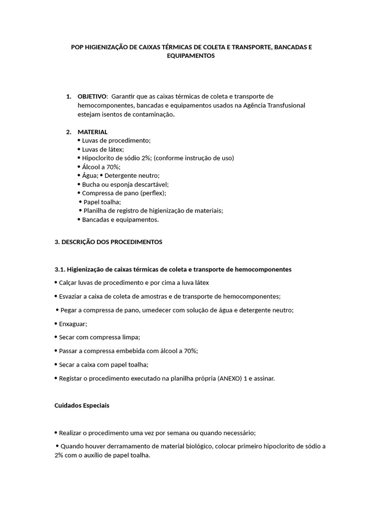 Etapas de Higienização de Caixas Térmicas | PDF
