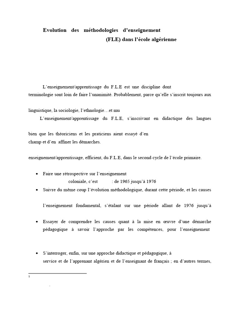 Méthodologies FLE en Algérie (1965-2004) | PDF | Pédagogie | Apprentissage