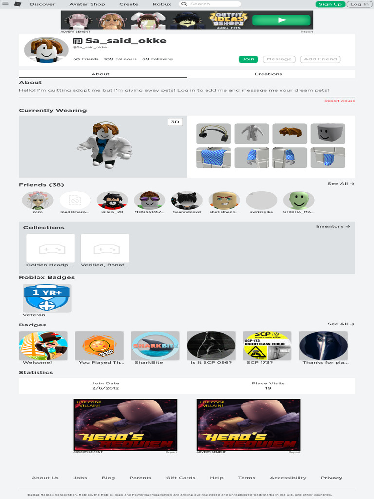Profile - Roblox | PDF | Web 2.0 | Cyberspace