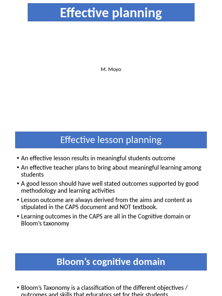 Effective Lesson Planning with Bloom's Taxonomy | PDF | Learning ...